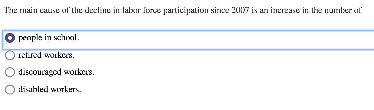 Solved The main cause of the decline in labor force | Chegg.com