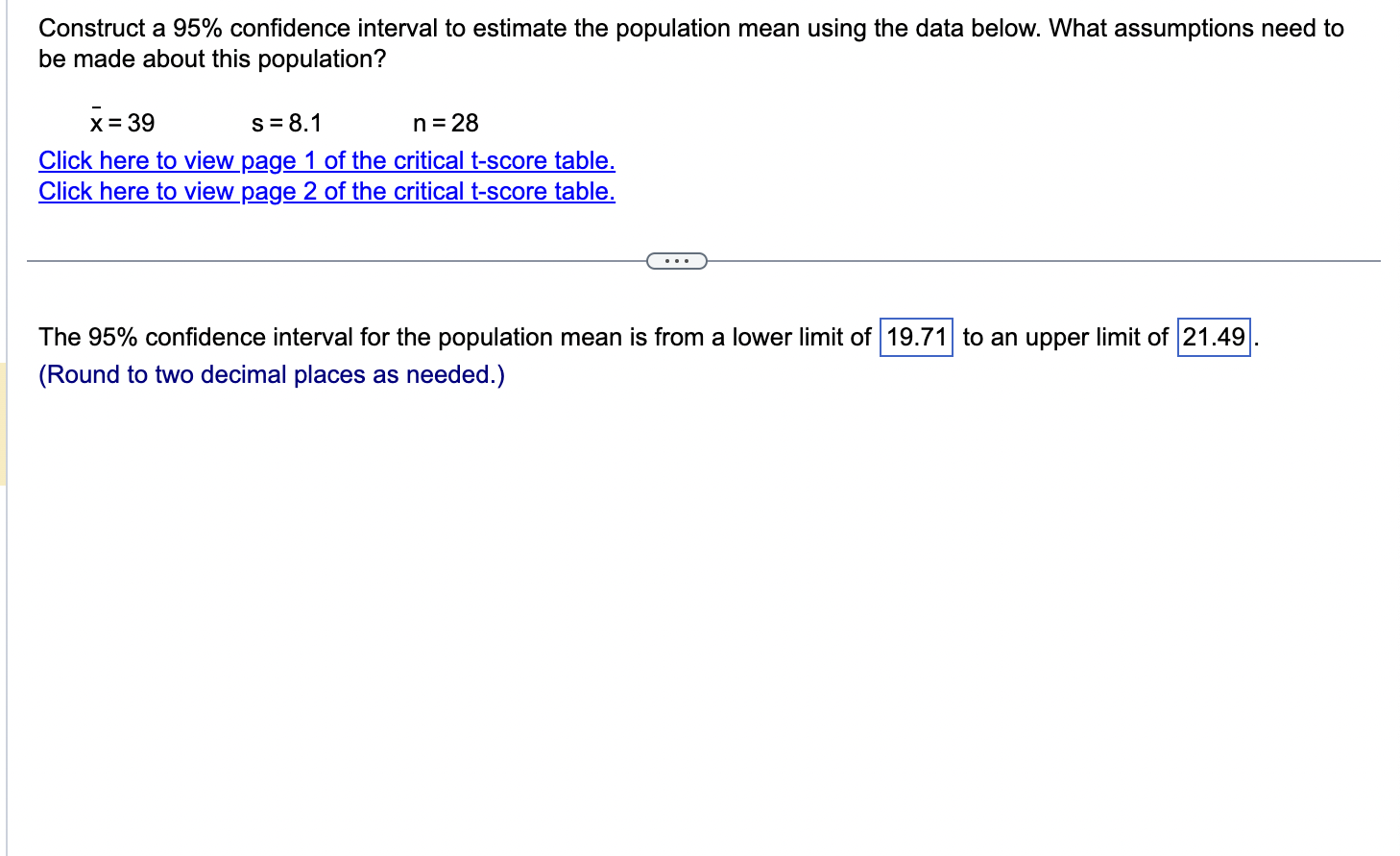 Solved Construct a \95 confidence interval to estimate the | Chegg.com