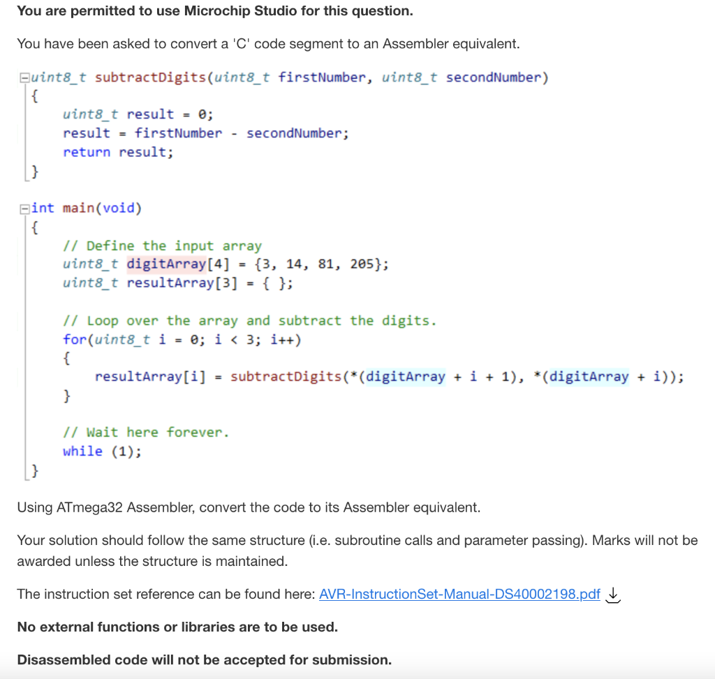 Solved You Are Permitted To Use Microchip Studio For This | Chegg.com