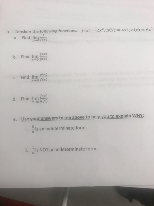 Solved 3. Consider the following functions: a. Find lim- | Chegg.com