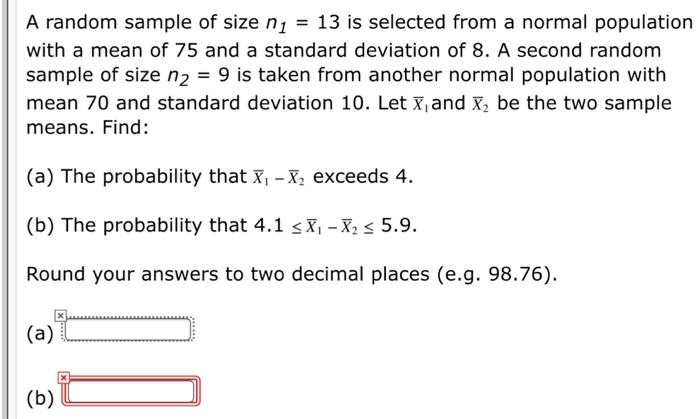 Solved A random sample of size n 13 is selected from a | Chegg.com