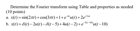 Solved Determine the Fourier transform using Table and | Chegg.com