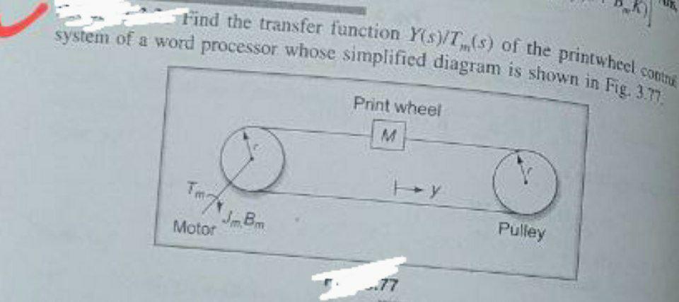 Solved Find the transfer function Ys)/(s) of the printwheel | Chegg.com
