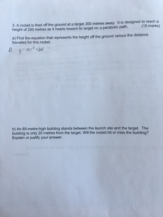 Solved 3. A Rocket Is Fired Off The Ground At A Target 200 | Chegg.com