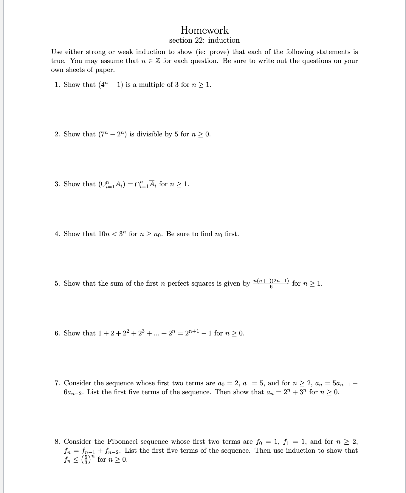 Solved Use either strong or weak induction to show (ie: | Chegg.com