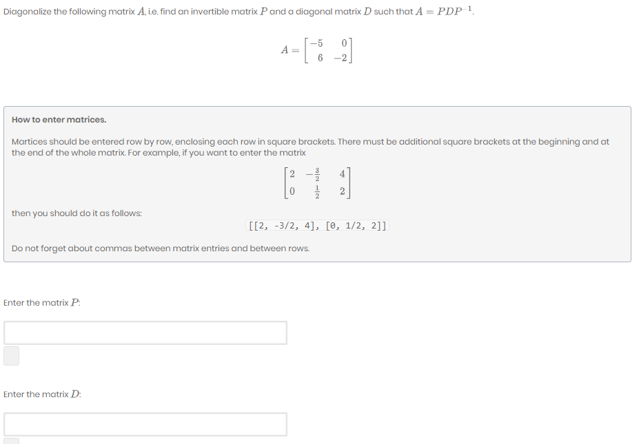 Solved Diagonalize the following matrix A. i.e. find an | Chegg.com