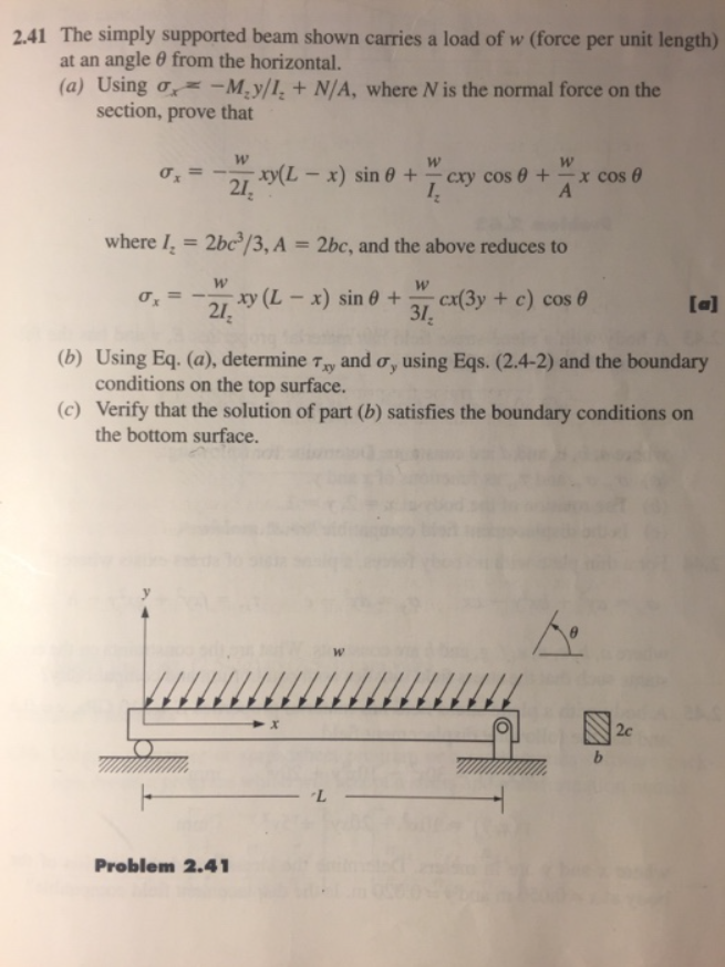 Solved 2.41 The simply supported beam shown carries a load | Chegg.com