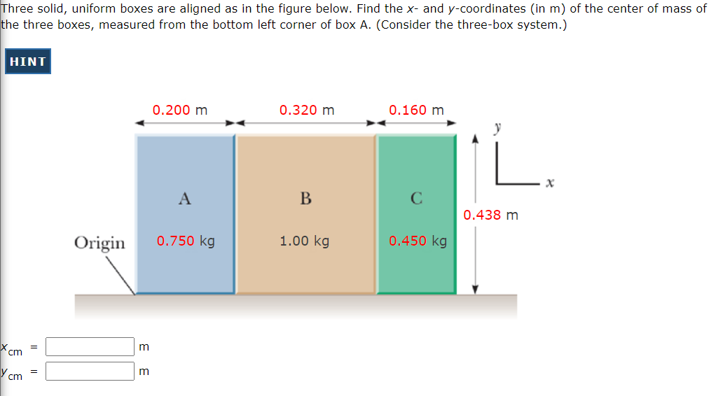 Solved Three solid, uniform boxes are aligned as in the
