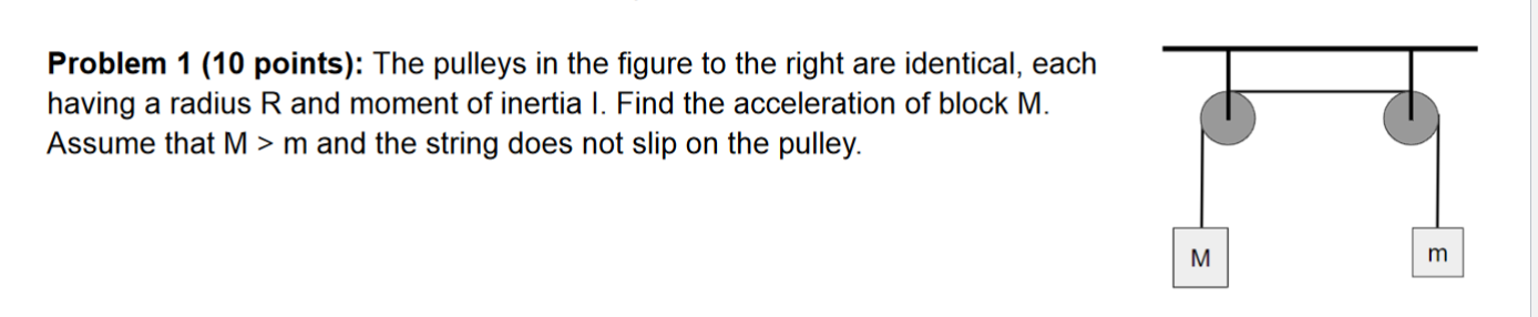 Solved Problem 1 (10 points): The pulleys in the figure to | Chegg.com
