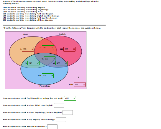 Solved A group of 2403 students were surveyed about the | Chegg.com