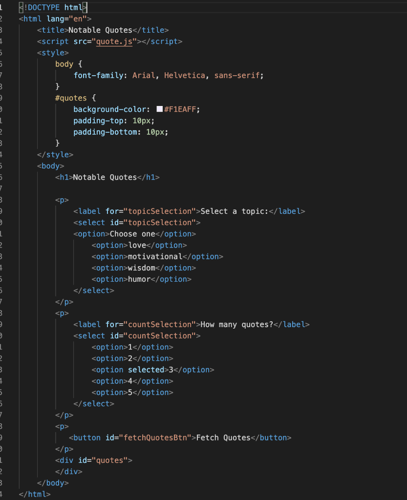 Solved 2.60 LAB: Quote web API (Fetch) In this lab, you will | Chegg.com