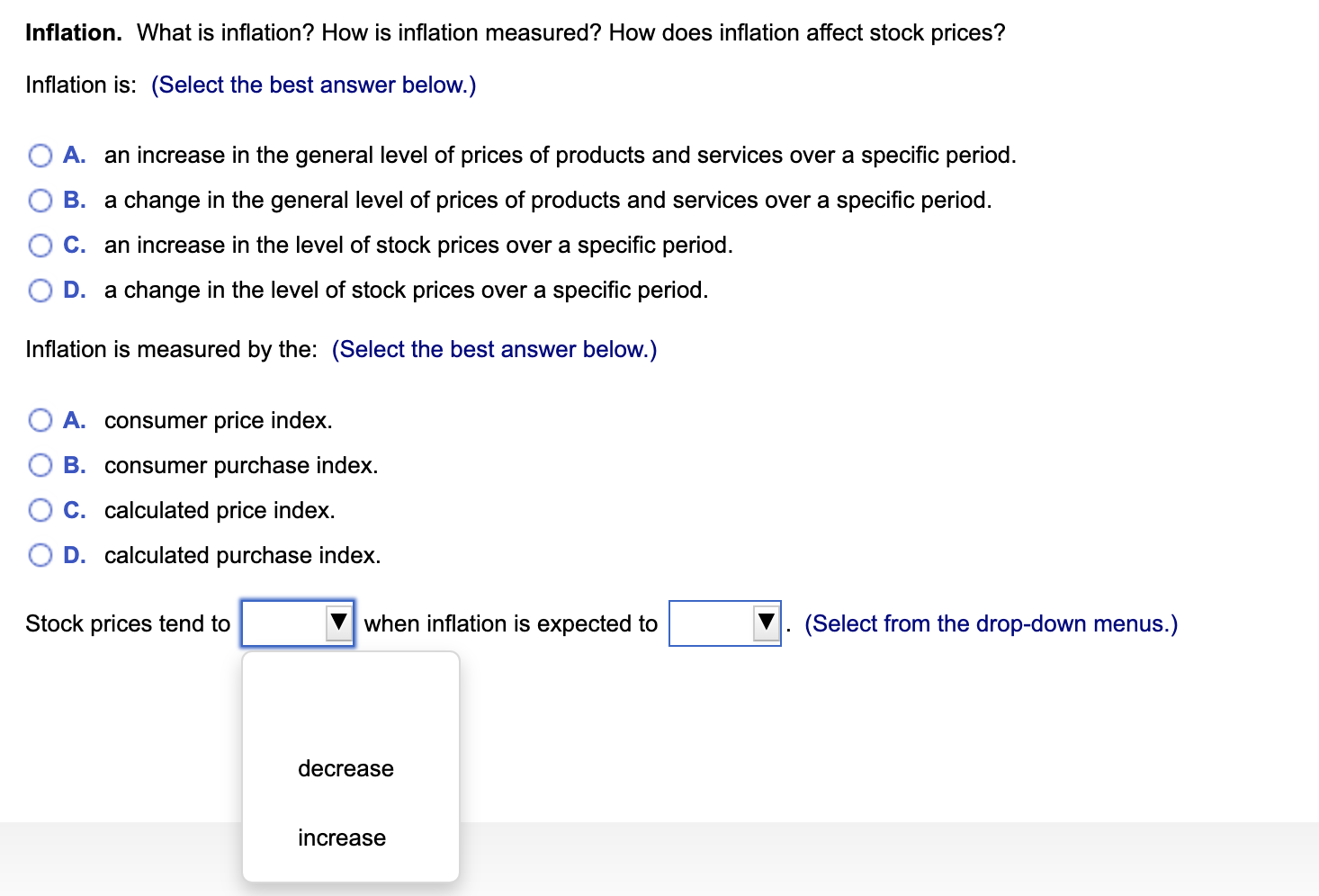 Solved Inflation. What is inflation? How is inflation | Chegg.com