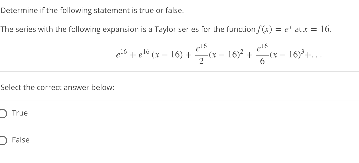 Solved Determine if the following statement is true or | Chegg.com