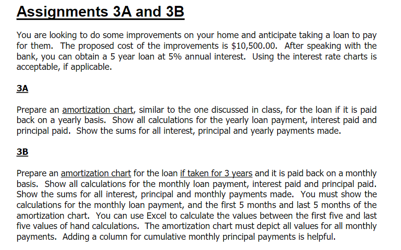 Solved Assignments 3A and 3B You are looking to do some | Chegg.com