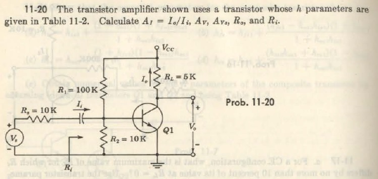 11-20 The transistor amplifier shown uses a | Chegg.com