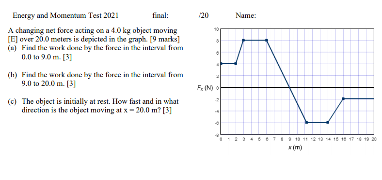 Solved /20 Name: 10 8 Energy and Momentum Test 2021 final: A | Chegg.com