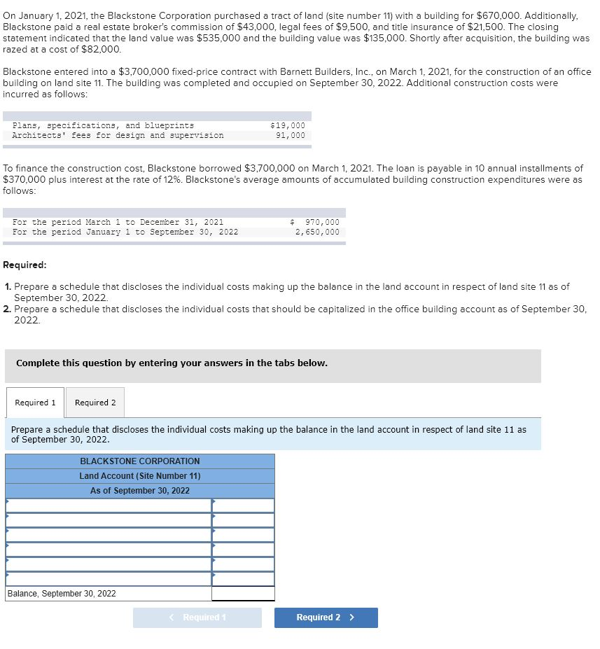 Solved On January 1, 2021, the Blackstone Corporation