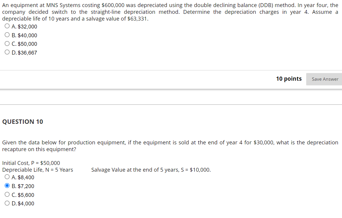 Solved An Equipment At MNS Systems Costing $600,000 Was | Chegg.com