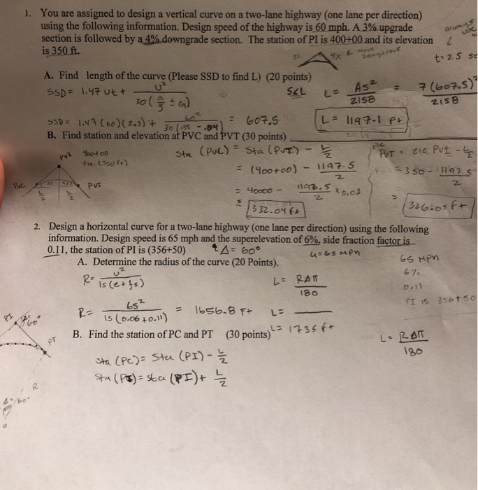 Solved You are assigned to design a vertical curve on a | Chegg.com