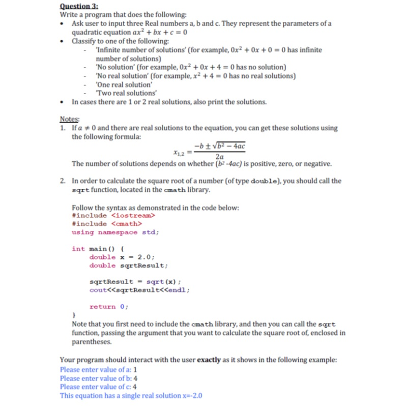 Solved Question 3: Write a program that does the following: | Chegg.com