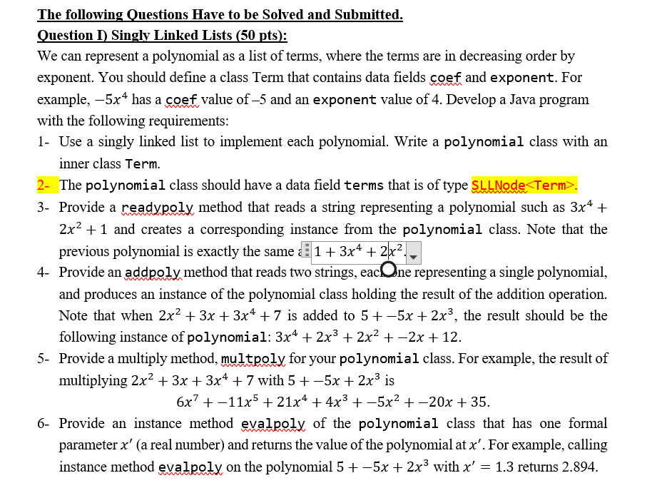 Solved Question I) Singly Linked Lists (50 pts): We can | Chegg.com