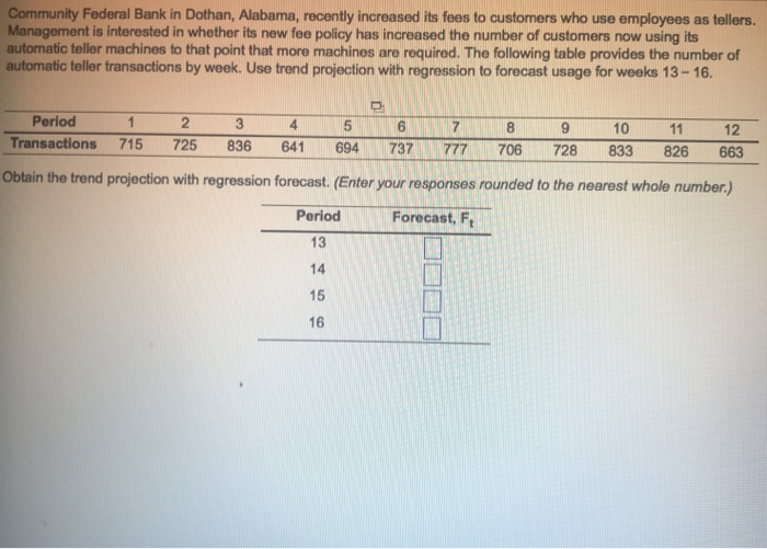 Solved Community Federal Bank in Dothan, Alabama, recently
