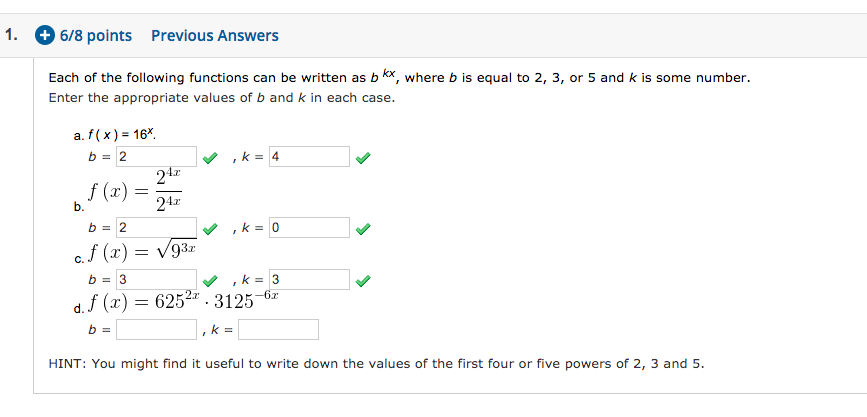 Solved 1 6 8 Points Previous Answers Each Of The Follo Chegg Com