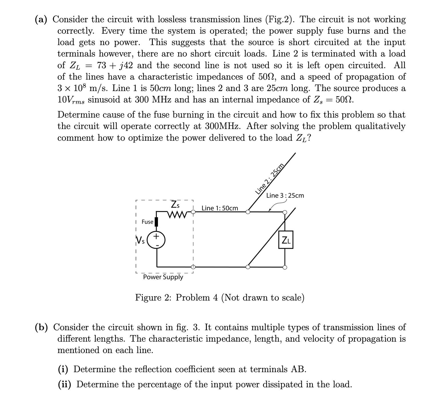 Solved A) Consider The Circuit With Lossless Transmission | Chegg.com