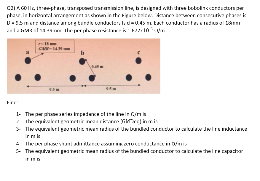 Solved Q2) A 60 Hz, three-phase, transposed transmission | Chegg.com