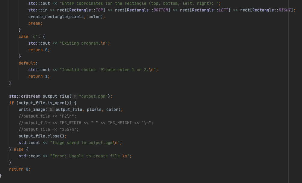 Solved the program creates a pgm file but does not put any | Chegg.com