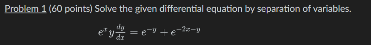 Solved Problem 1 ( 60 points) Solve the given differential | Chegg.com
