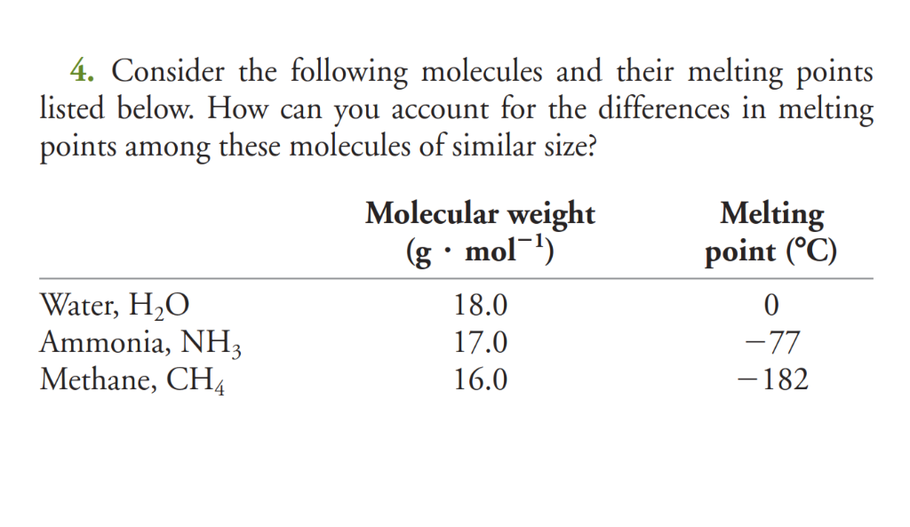 Solved 4. Consider The Following Molecules And Their Melting | Chegg.com