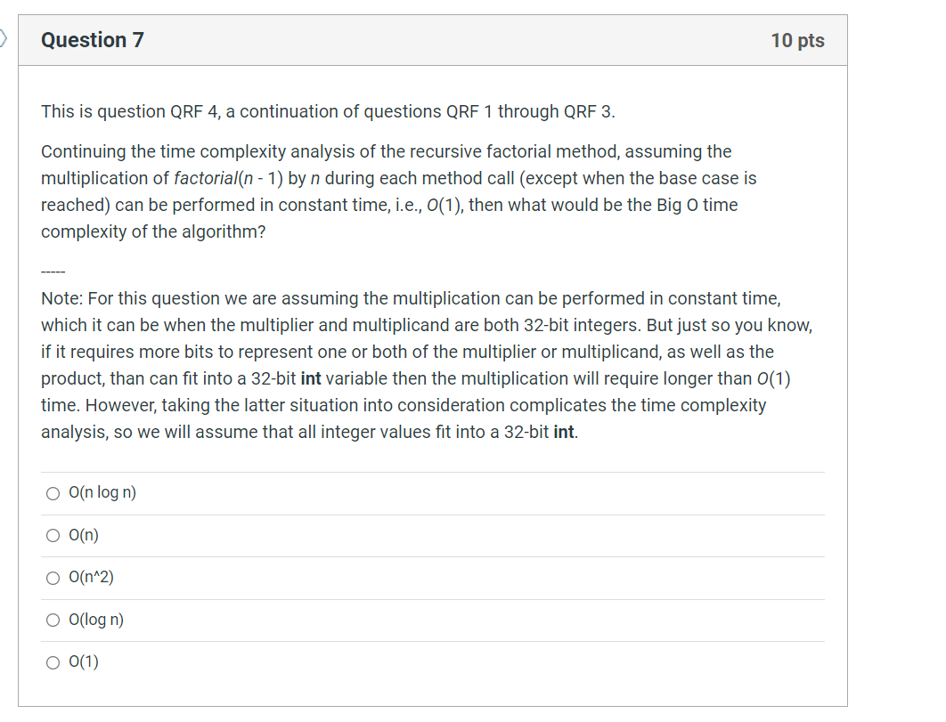 Solved Question 7 10 pts This is question QRF 4, a | Chegg.com