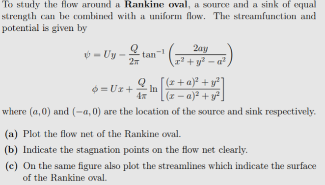 Solved To study the flow around a Rankine oval, a source and | Chegg.com