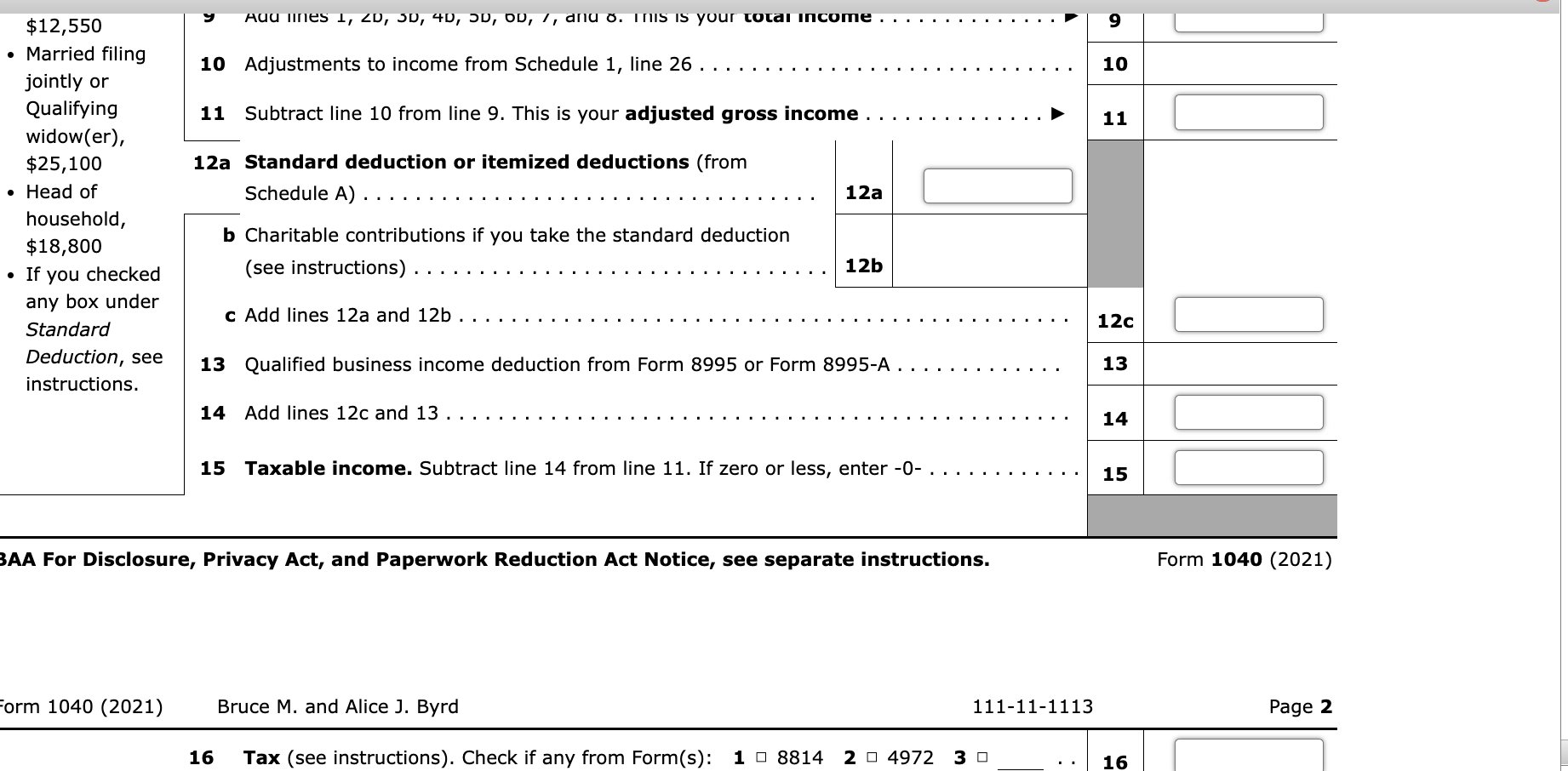 Alice J. and Bruce M. Byrd are married taxpayers who | Chegg.com