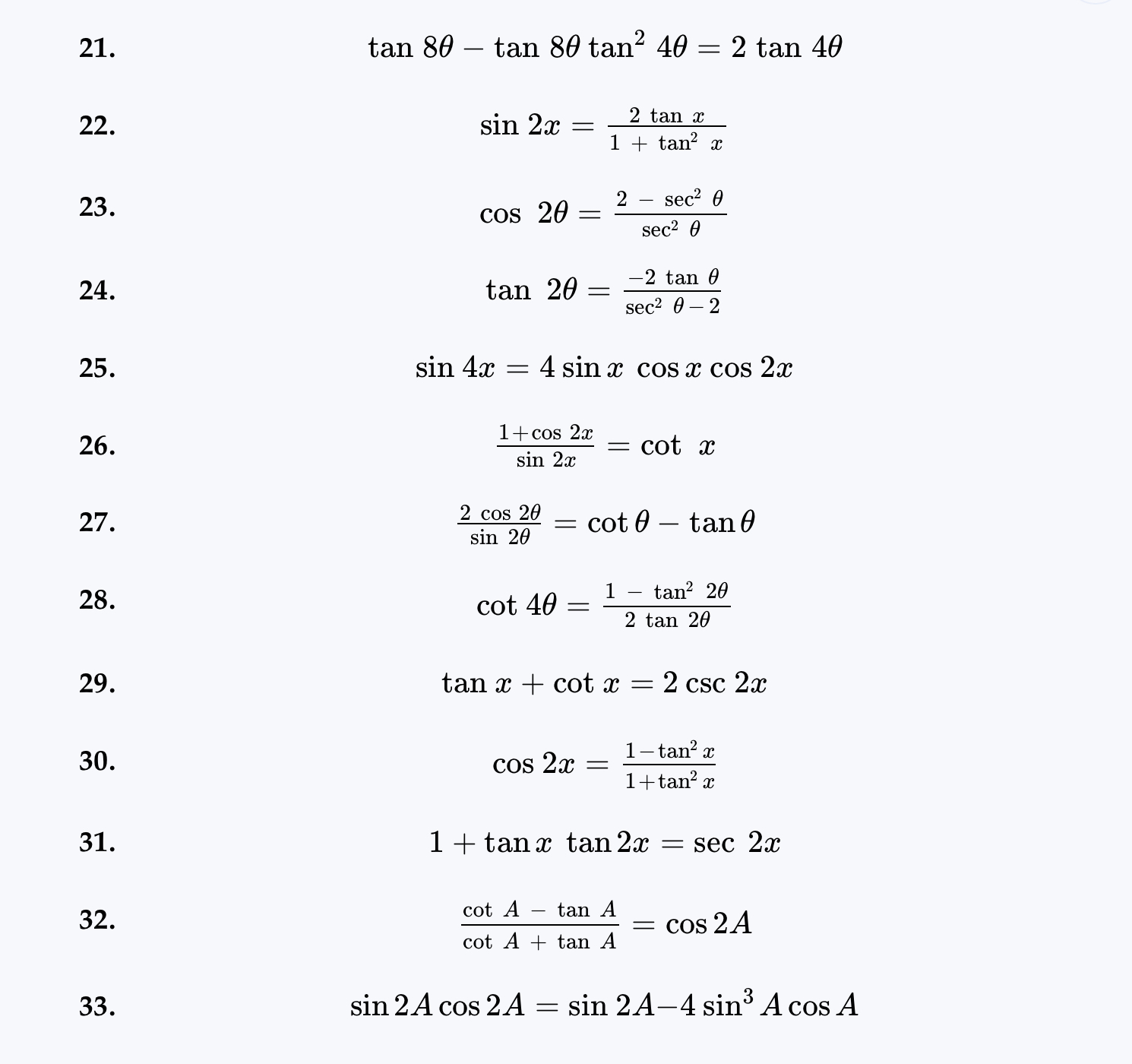 Solved Tan8θ−tan8θtan24θ2tan4θsin2x1tan2x2tanxcos2θsec2θ 8042