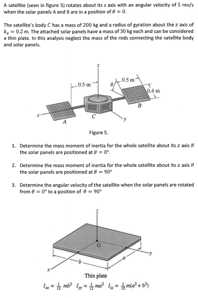 Solved A Satellite (seen In Figure 5) Rotates About Its Z | Chegg.com