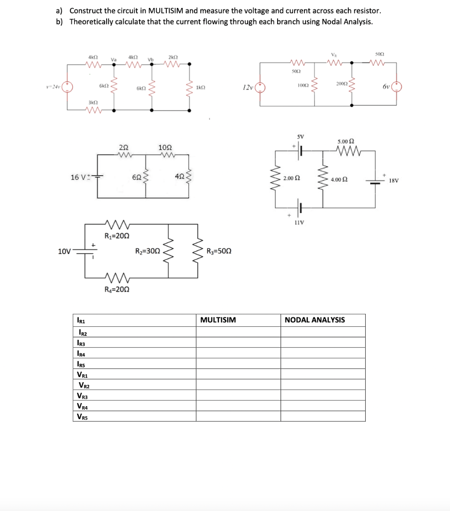 Solved a) Construct the circuit in MULTISIM and measure the | Chegg.com