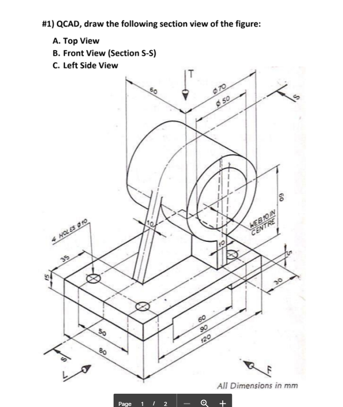 Solved Draw the section view of the figure with dimension | Chegg.com