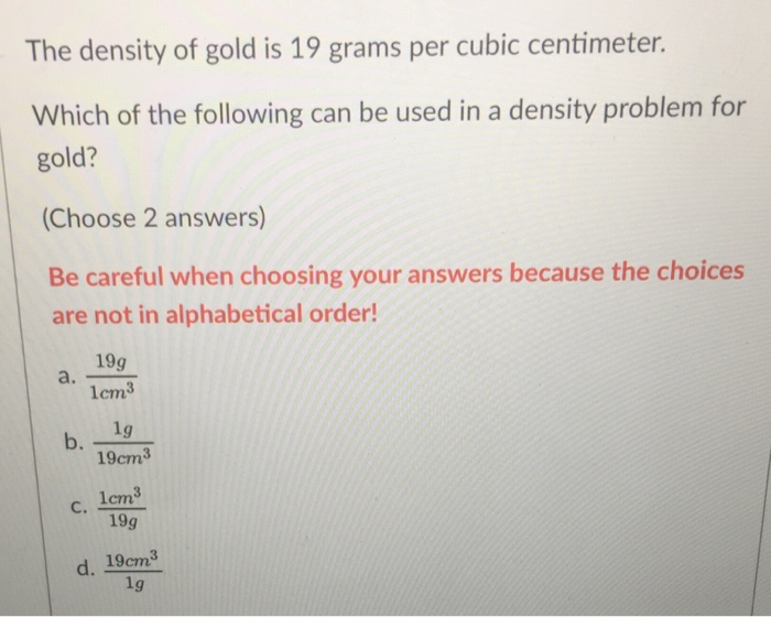 Grams per shop cubic centimeter