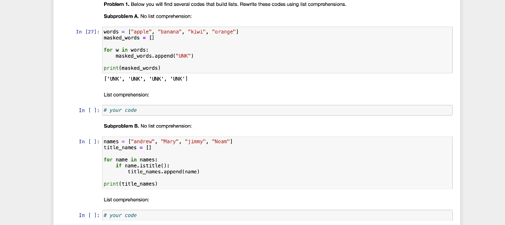 Solved Problem 1. Below you will find several codes that | Chegg.com