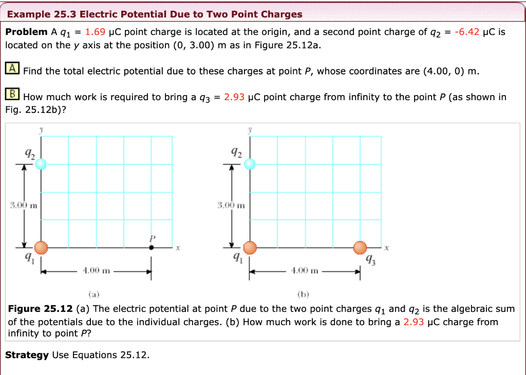 Solved Example 25.3 Electric Potential Due to Two Point | Chegg.com