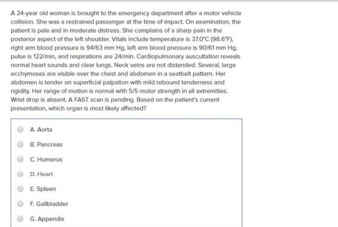 Solved A 24-year old woman is brought to the emergency | Chegg.com
