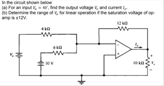 Solved In the circuit shown below (a) For an input Va = 4V, | Chegg.com