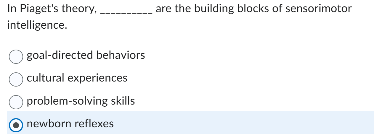 Solved In Piaget s theory are the building blocks of Chegg