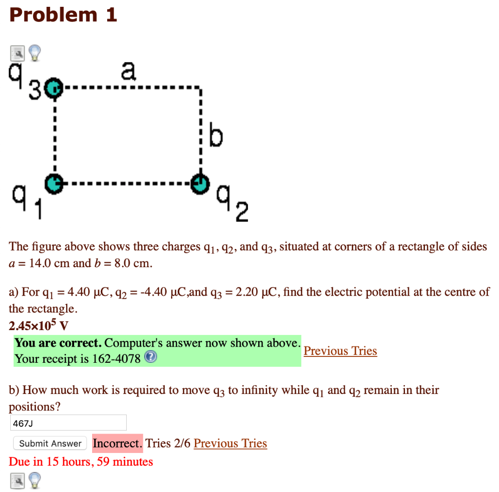 Solved Problem 1 The figure above shows three charges 91, | Chegg.com