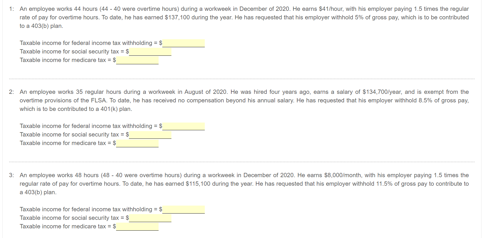 Solved 1: An Employee Works 44 Hours (44 - 40 Were Overtime | Chegg.com