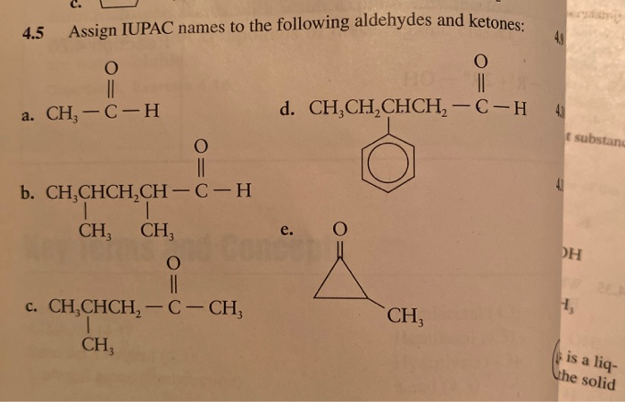 Solved 45 45 Assign Iupac Names To The Following Aldehydes 9448