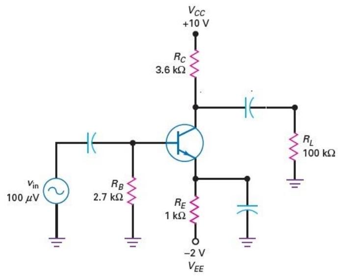 Solved Given circuit shows a Two-Supply Emitter biased | Chegg.com