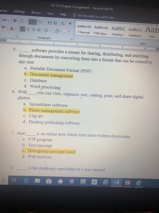 Solved CSI 116 Chapter 3 Assignment - Saved to this PC nces | Chegg.com